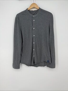 Kit and Ace Men's Grey Button-Up Mandarin Collar Shirt